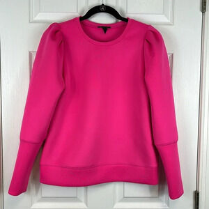 Stella & Dot bright pink long sleeve scuba top sz sm